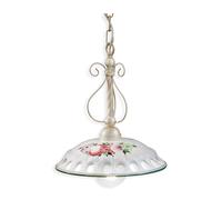 Lampadario Classico Napoli Metallo E Ceramica Bianco Sfumato Oro 1 Luce E27