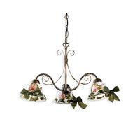 Lampadario Classico Napoli Metallo E Ceramica Nero Sfumato Rame 3 Luci E14