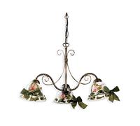 Lampadario Classico Napoli Metallo E Ceramica Nero Sfumato Rame 3 Luci E14