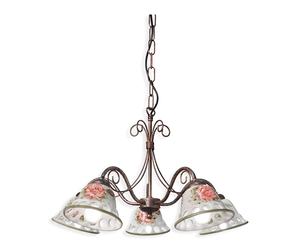 Lampadario Classico Napoli Metallo E Ceramica Nero Sfumato Rame 5 Luci E14