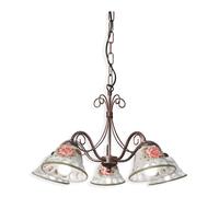 Lampadario Classico Napoli Metallo E Ceramica Nero Sfumato Rame 5 Luci E14