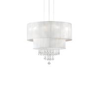Lampadario Classico Opera Vetro,Tessuto,Cristalloistallo Bianco 4 Luci E27