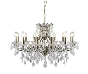 Lampadario Classico Parigi Acciaio Ottone Vetro Trasparente 12 Luci E14