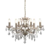 Lampadario Classico Parigi Acciaio Ottone Vetro Trasparente 6 Luci E14