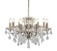 Lampadario Classico Parigi Acciaio Ottone Vetro Trasparente 8 Luci E14