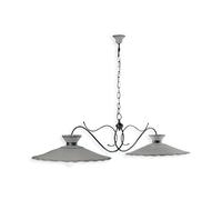 Lampadario Classico Ravenna Metallo E Ceramica Nero Sfumato Argento 2 Luci E27