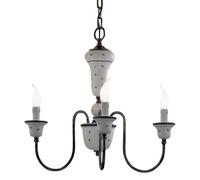Lampadario Classico Sanremo Metallo E Ceramica Bianco Sfumato Argento 3 Luci E14