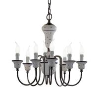 Lampadario Classico Sanremo Metallo E Ceramica Bianco Filo Blu 8 Luce E14