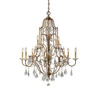 Lampadario Classico Valentina Acciaio Bronzo Ossidato Vetro 12 Luci E14