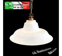 LAMPADARIO CLASSICO VETRO SCAVO BIANCO Ø45 SOSPENSIONE SALA DA PRANZO CUCINA Sp1