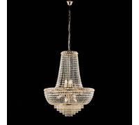 Lampadario Classico Wagner Metallo Oro E Cristallo 11 Luce E14