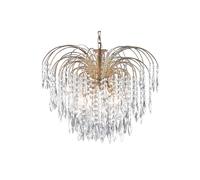 Lampadario Classico Waterfall Acciaio Oro Cristallo 5 Luci E14