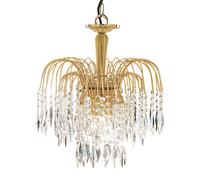 Lampadario Classico Waterfall Acciaio Oro Vetro 3 Luci E14