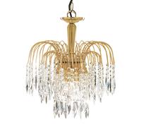 Lampadario Classico Waterfall Acciaio Oro Vetro 3 Luci E14