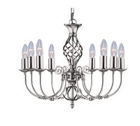 Lampadario Classico Zanzibar Acciaio Argento 8 Luci E14