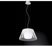 Lampadario con lampada a sospensione in metallo bianco con vetro D.48cm 6460B Illuminazione moderna ideale per salone e cucina