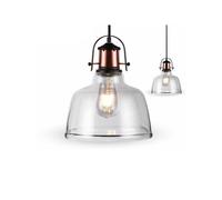 Lampadario con Portalampada E27 Vintage in Metallo + Vetro