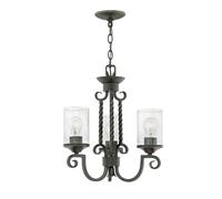 Lampadario Con Schermo 42,2 CM Larghezza Nero Antico 3x E27 Rustico Sospensione