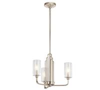 Lampadario Contemporaneo Kimrose Acciaio Nichel Lucido Vetro 3 Luci E14