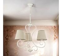 Lampadario Con Schermo Beige Bianco 5-armig Ø55cm Stile Country E27