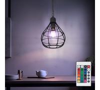 Lampada a sospensione lampada a sospensione lampada da soffitto lampada da soggiorno, dimmerabile con telecomando, schermo a griglia nera, LED RGB 9W 806Lm bianco caldo, DxH 25x120cm