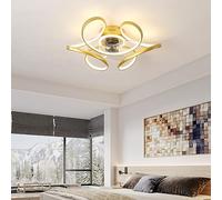 Lampadario con Ventilatore da Soffitto Dc Plafoniera con Ventilatore da Soffitto Reversibile Silenzioso Dimmerabile Lampada Ventilatore 6 Velocità per Camera Soggiorno, Oro