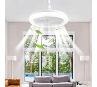 Lampadario con Ventilatore da Soffitto, E27 Ventilatore da Soffitto Con Luce e Telecomando, VentilatoreSoffitto con Luce Super Silenziosa, 3 Velocità, Luminosità, Memoria, Tempistica