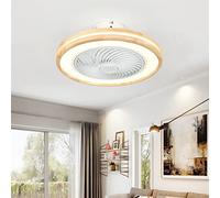 Lampadario con Ventilatore da Soffitto Legno Lampada con Ventola Incorporata 6 Velocità Dimmerabile Motore DC Reversibile LED Plafoniera con Ventilatore per Camera da Letto Cucina