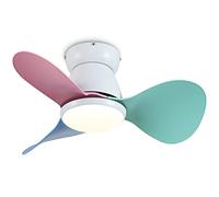 Lampadario con Ventilatore Piccolo Silenzioso DC Ventilatore Soffitto con Luce e Telecomando 6 velocità Reversibile 3 Pale, Mini Led Plafoniera con Ventilatore Integrato per Camera da Letto Bambini