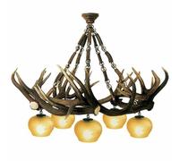 Lampadario con vere corna di cervo. Luci: 5xE27 M: 110x110x85cm 152702