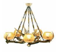 Lampadario con vere corna di cervo. Luci: 5xE27 M: 85x85x85cm 1525