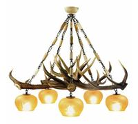 Lampadario con vere corna di cervo. Luci: 5xE27 M: 85x85x85cm 1526