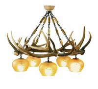 Lampadario con vere corna di cervo. Luci: 5xE27 M: 85x85x85cm 1527
