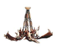 Lampadario con vere corna di daino. Luci: 5xE14 M: 90x90x75cm 154010