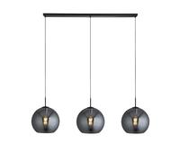 Lampadario Contemporaneo Amsterdam Acciaio Nero Vetro 3 Luci E27