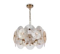 Lampadario Contemporaneo Aster Metallo Oro 8 Luci Con Diffusore In Vetro
