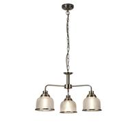 Lampadario Contemporaneo Bistrot Ii Acciaio Ottone Vetro Trasparente 3 Luci E27