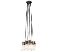 Lampadario Contemporaneo Brinley Acciaio Bronzo Antico Vetro 6 Luci E27