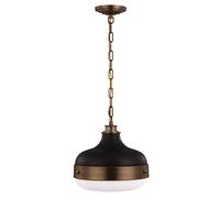 Lampadario Contemporaneo Cadence Acciaio Ottone Antico Vetro Nero 2 Luci E27