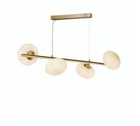 Lampadario Contemporaneo Ciottolo Acciaio Ottone Vetro Bianco 4 Luci G9