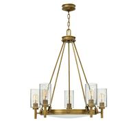 Lampadario Contemporaneo Collier Acciaio Ottone Antico Vetro 5 Luci E27