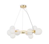 Lampadario Contemporaneo Dallas Metallo Bianco 11 Luci Diffusori Vetro Bianco