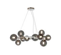 Lampadario Contemporaneo Dallas Metallo Cromo 11 Luci Diffusori Vetro Fumè
