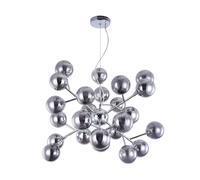 Lampadario Contemporaneo Dallas Metallo Cromo 24 Luci Diffusori Fumè