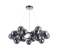 Lampadario Contemporaneo Dallas Metallo Cromo 25 Luci Diffusori Fumè