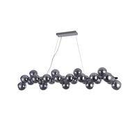 Lampadario Contemporaneo Dallas Metallo Cromo 25 Luci Diffusori Vetro Fumè