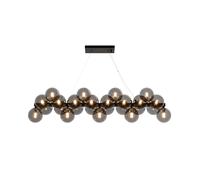 Lampadario Contemporaneo Dallas Metallo Nero 25 Luci Diffusori Vetro Nero Specchiato
