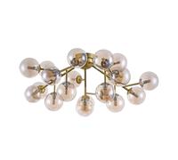 Lampadario Contemporaneo Dallas Metallo Oro 20 Luci Diffusori Ambra
