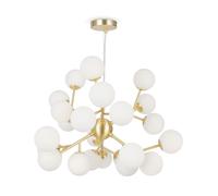 Lampadario Contemporaneo Dallas Metallo Oro 24 Luci Diffusori Bianco Opaco