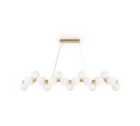 Lampadario Contemporaneo Dallas Metallo Oro E Bianco 25 Luci Diffusori Vetro